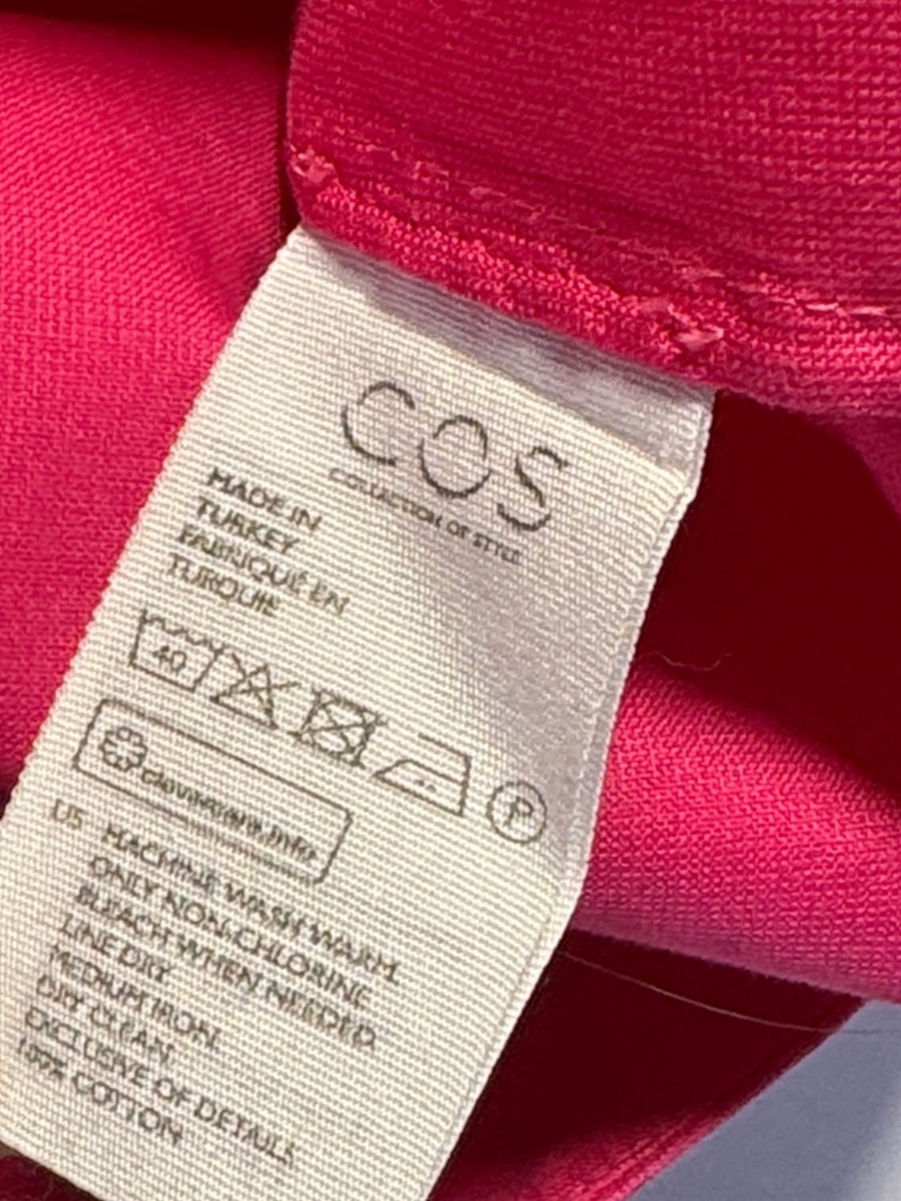 COS Day Dress 100% Cotton Bright Pink Fit and Flare‎ Midi Dress Scoop Neck 6 - Picture 3 of 13